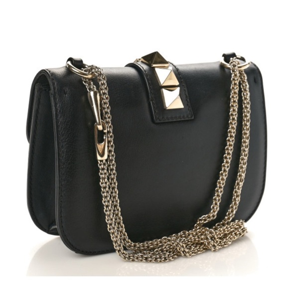 Vitello Small Glam Lock Rockstud Flap Black - Picture 3 of 9